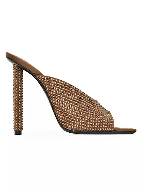 YSL Sept Satin Crepe Rhinestones Mule