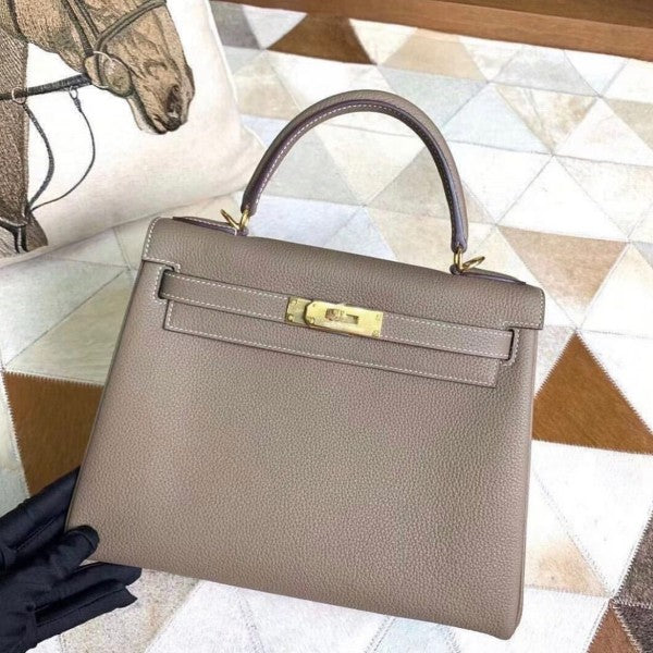 Herm猫s Kelly Bag Greyish Brown