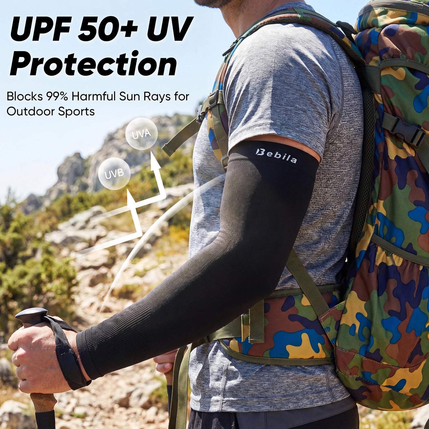 Arm Sleeves for Men Women, UV Sun Protection Cooling Compression Outdoor