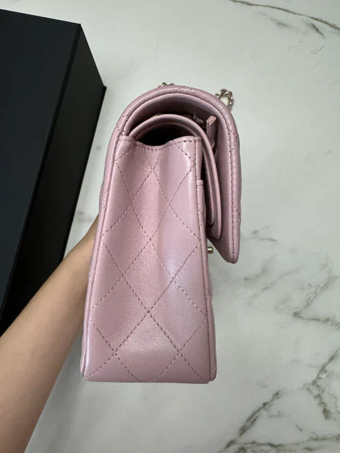 Chanel Classic Double Flap 25 Shoulder Bag Iridescent Pink