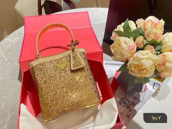 Prada Panier Satin Bag with Crystals
