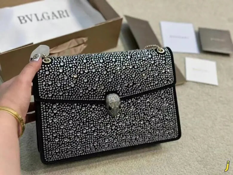 Bvlgari Black Chain Crossbody Lady Purses Tote Women Bag