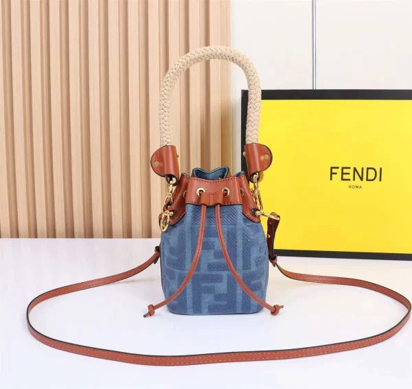 Fendi Canvas Drawstring Bucket Bag