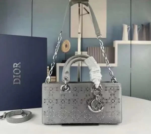 Christian Dior Denim Eyelet Lady D-Joy Blue Bag