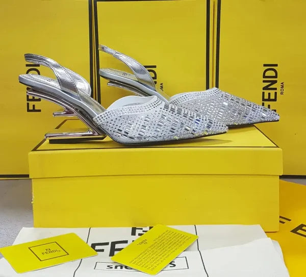 Fendi Elegant Casual Style Logo Slingback Pumps & Mules