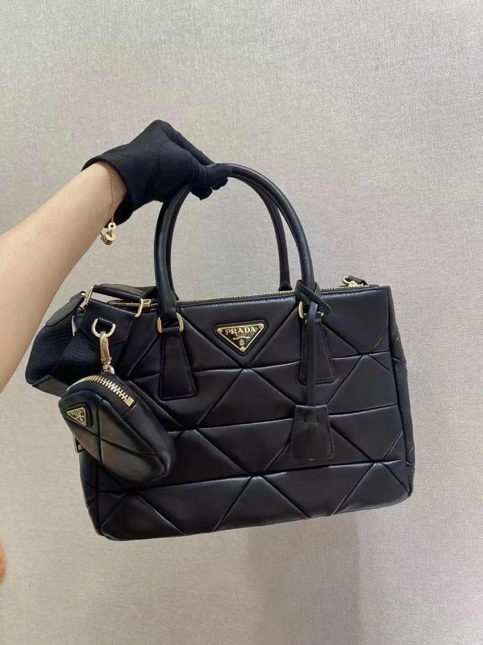Prada Luxury Leather Ring Pattern Tote Bag