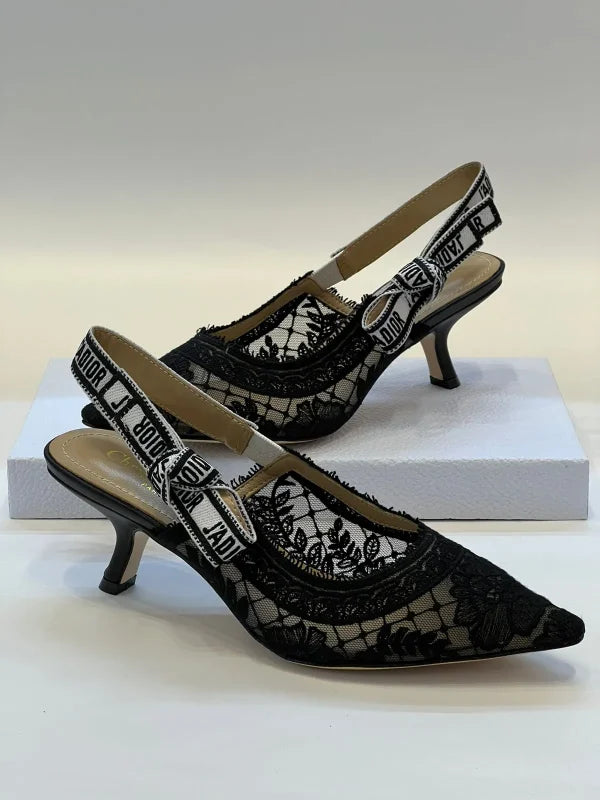 Christian Dior Jadior Transparent Mesh Embroidered Heels