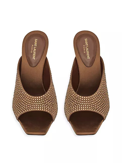 YSL Sept Satin Crepe Rhinestones Mule