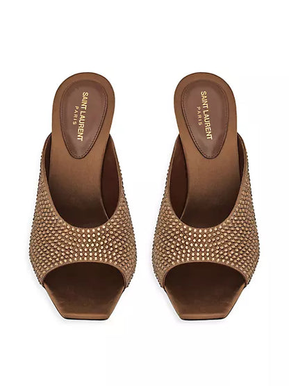YSL Sept Satin Crepe Rhinestones Mule