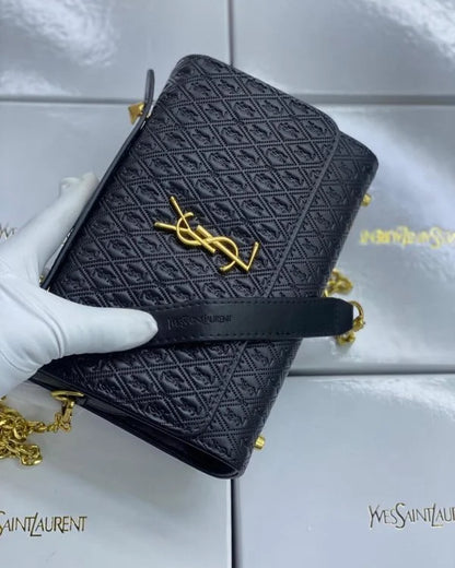 Saint Laurent Leather Chain Wallet Clutch Bags