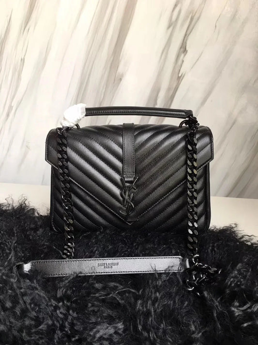 YSL Envelope Leather Handbag in Black Hardware