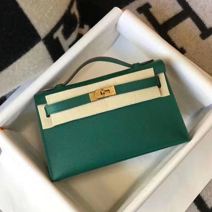 Herm猫s Kelly Pochette Mini Bag Green