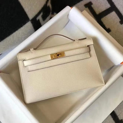 Herm猫s Kelly Pochette Mini Bag White