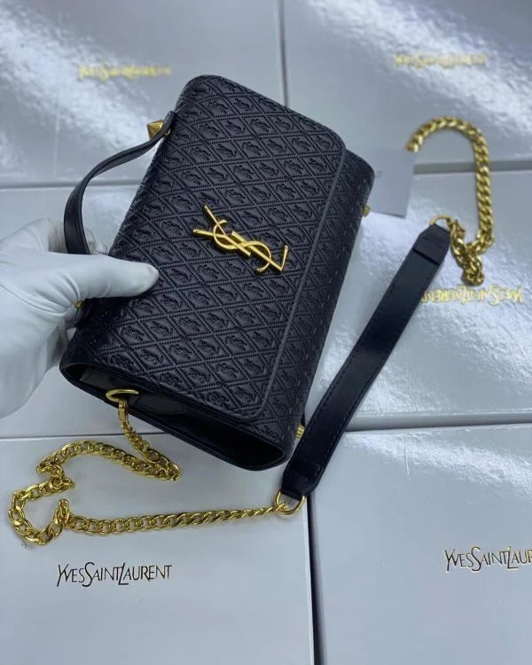 Saint Laurent Leather Chain Wallet Clutch Bags