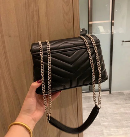 YSL Loulou Small in Matelass茅 鈥淵鈥� Leather Bag Silver Hardware