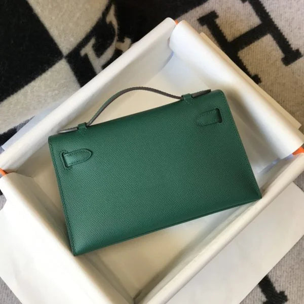 Herm猫s Kelly Pochette Mini Bag Green