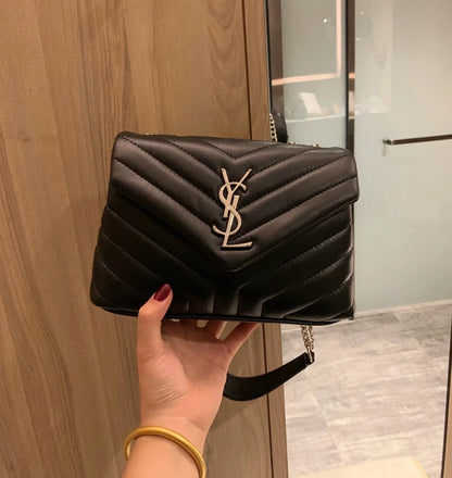 YSL Loulou Small in Matelass茅 鈥淵鈥� Leather Bag Silver Hardware