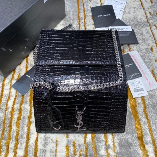 Saint Laurent Kate Crocodile Looks Leather Bag