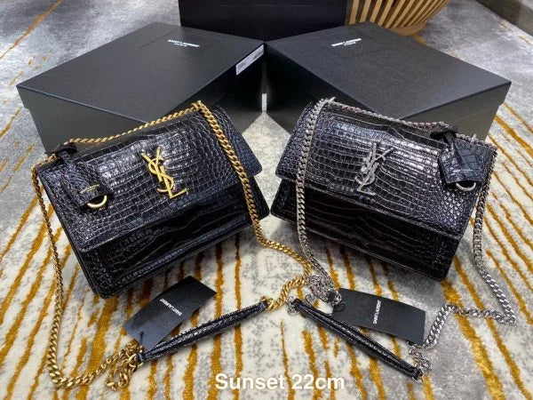 Saint Laurent Kate Crocodile Looks Leather Bag