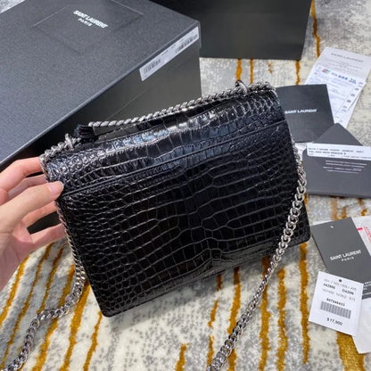 Saint Laurent Kate Crocodile Looks Leather Bag