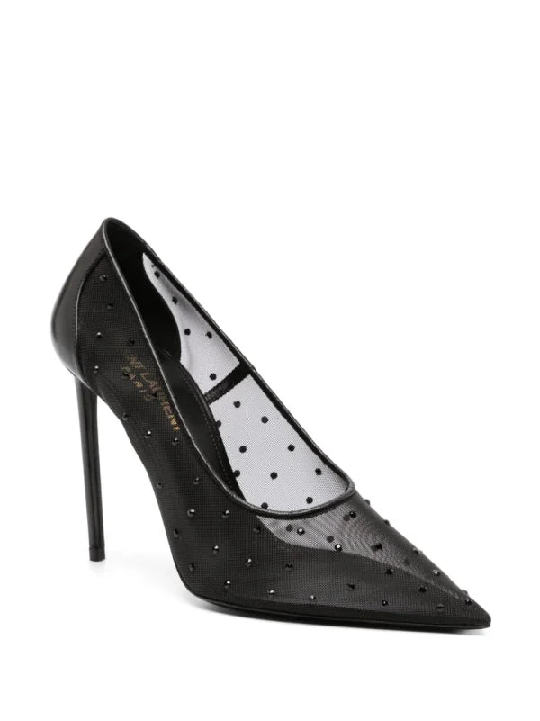 YSL Anja Rhinestone Mesh Pumps