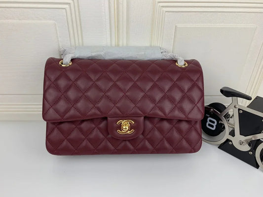 Chanel Classic Double Flap 25 Shoulder Bag Maroon