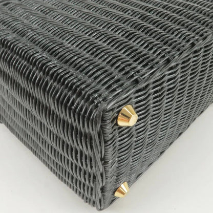Prada Black Basket Tote Bag With Triangular Logo