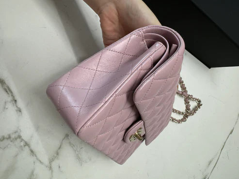 Chanel Classic Double Flap 25 Shoulder Bag Iridescent Pink