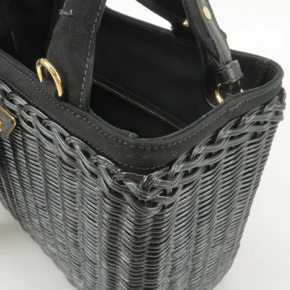 Prada Black Basket Tote Bag With Triangular Logo