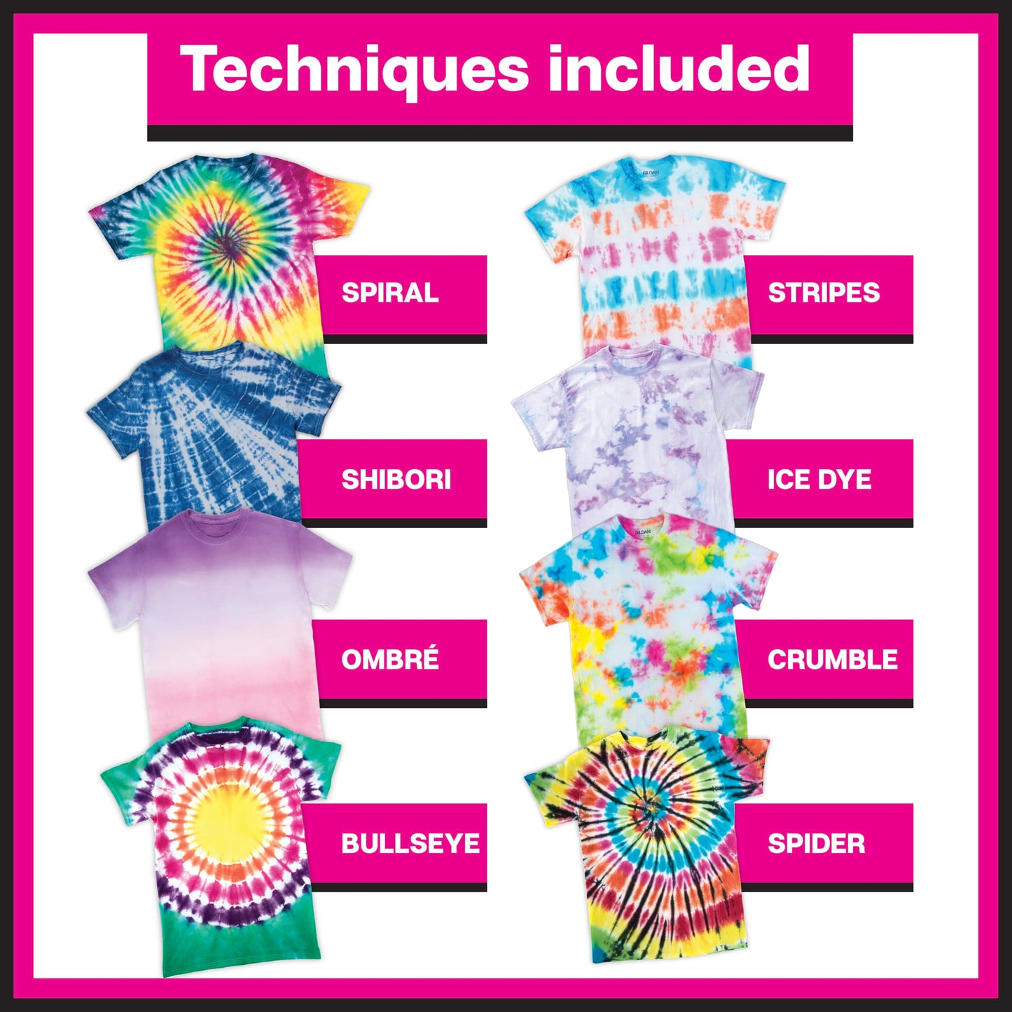 Tulip One-Step Tie Dye Kit, Large Group Activity, Gift, 14 Vibrant Colors, Permanent Fabric Dye, Easy Clean-up, 18 Prefilled Full-Size Bottles and Tools