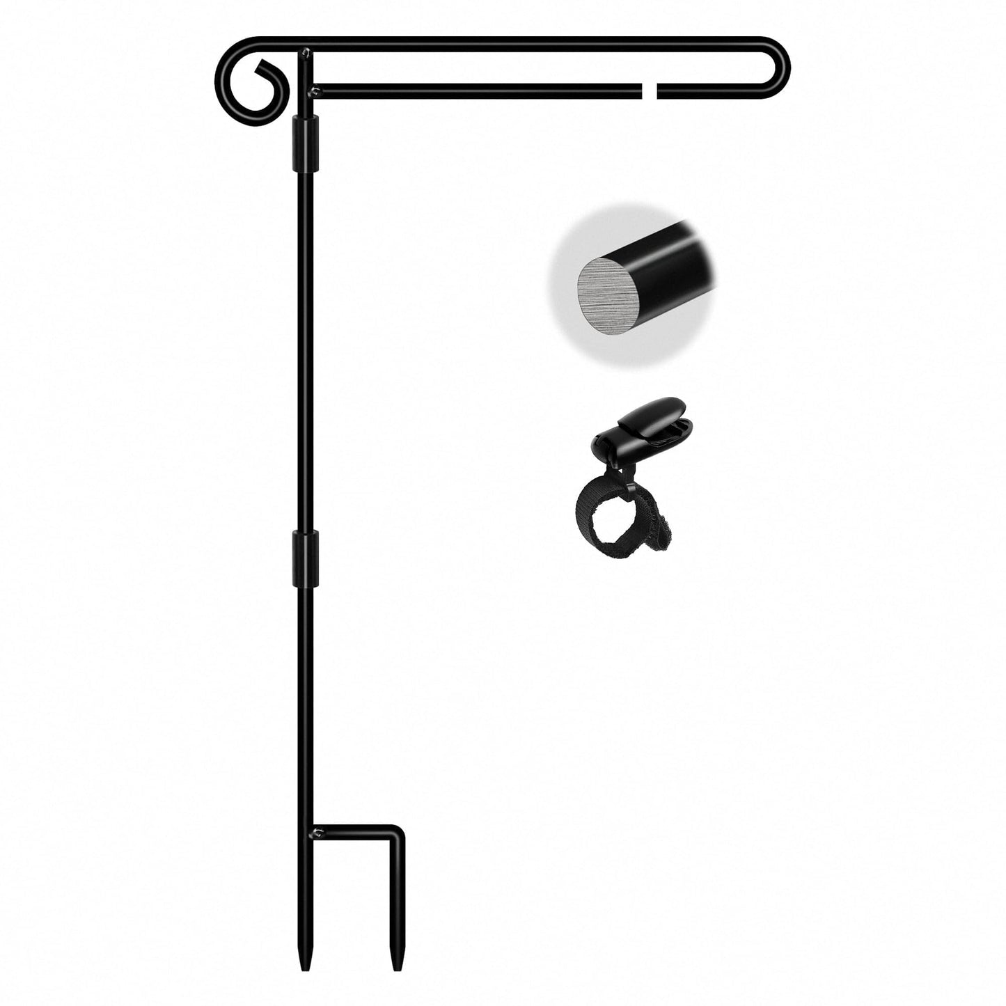 Garden Flag Stand,Premium Garden Flag Holder Pole Metal Powder-Coated Weather-Proof Paint with Graden Flag Clip and Spring Stoppers Without Flag Garden Decorations