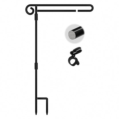 Garden Flag Stand,Premium Garden Flag Holder Pole Metal Powder-Coated Weather-Proof Paint with Graden Flag Clip and Spring Stoppers Without Flag Garden Decorations