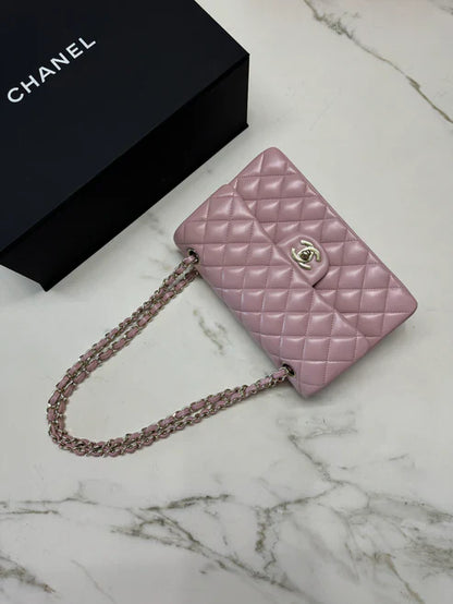 Chanel Classic Double Flap 25 Shoulder Bag Iridescent Pink