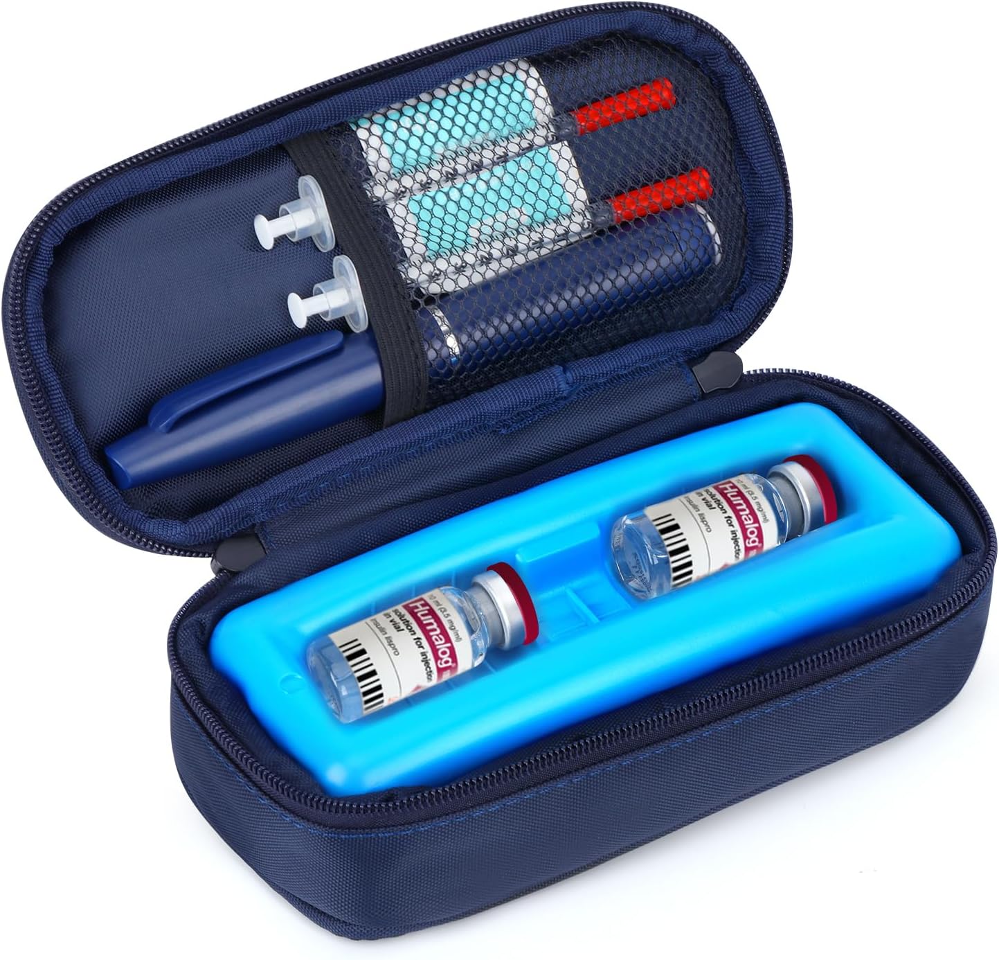 YOUSHARES Insulin Vials Cooler Travel Case - TSA Approved Diabetic Med & peptide Vial Cooling Bag with Protective Ice Brick, Refrigerated Diabetes Supplies Organizer, Small Bottle Carrying Storage