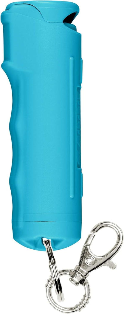 SABRE Pepper Spray with Fast Flip Top Safety & Snap‑Clip Keychain for Self Defense - Maximum Police Strength OC with UV Marking Dye, Finger Grip, 10‑Sec. Spray, 14-ft Range, Made in USA, 0.54 fl oz
