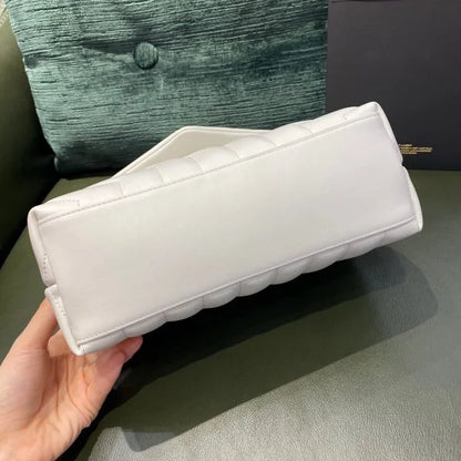 YSL Loulou Small in Matelass茅 鈥淵鈥� Leather Bag White