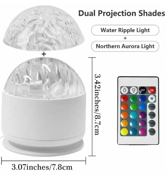 Aurora Projector Night Light, USB Powered 2 In 1 Aurora Projector Night Light with Remote Control, Decorative Light for Bedroom, Party, Home and Office, Audio