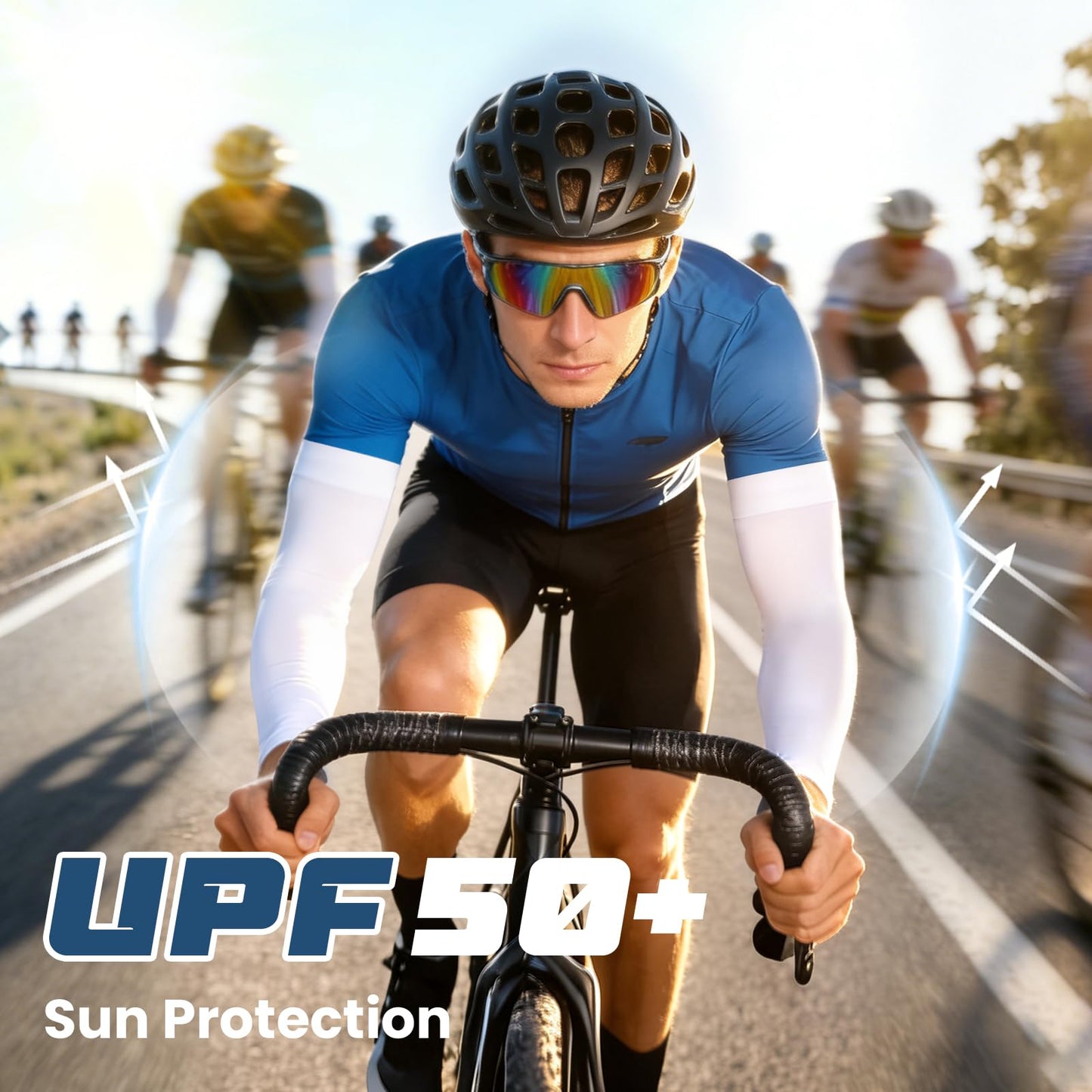 8 Pairs Soft Arm Sleeves, UV Sun Protection Cooling Compression Arm Covers for Outdoor Work, Sports, Men & Women