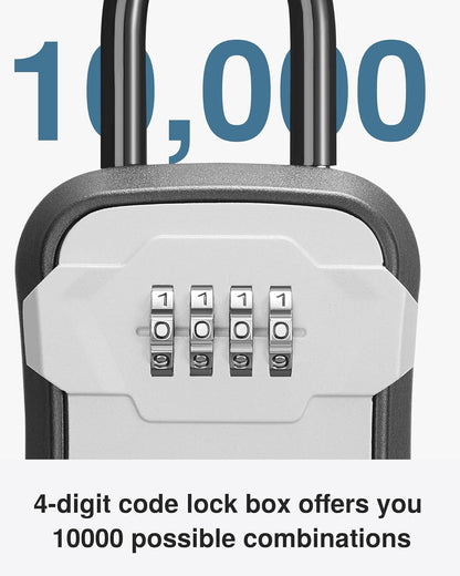 Puroma Lock Box, Key Lock Box Wall Mount & Portable Combination Lockbox with Resettable Code, Security Lockbox for Outside House Keys, Apartment Realtors Spare Keys Storage (1 Pack, Gray)