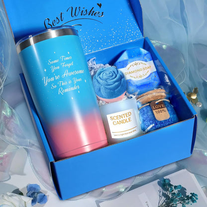 Gifts for Women, Luxury Birthday Gifts for Mom Sister Girlfriend Grandma Bestie Daughter Her, Self Care Relaxing Spa Gift Basket, Care Package, Anniversary Gift Set(Blue)