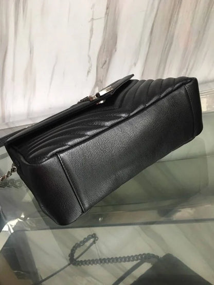 YSL Envelope Leather Handbag in Silver Hardware