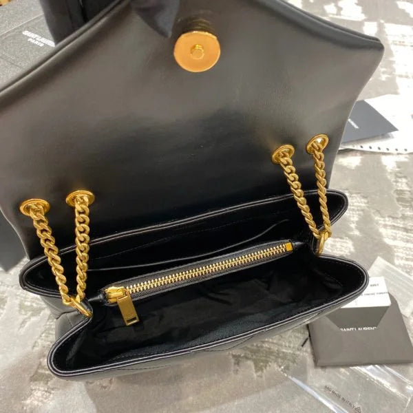 YSL Loulou Small in Matelass茅 鈥淵鈥� Leather Bag Golden Hardware