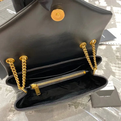 YSL Loulou Small in Matelass茅 鈥淵鈥� Leather Bag Golden Hardware