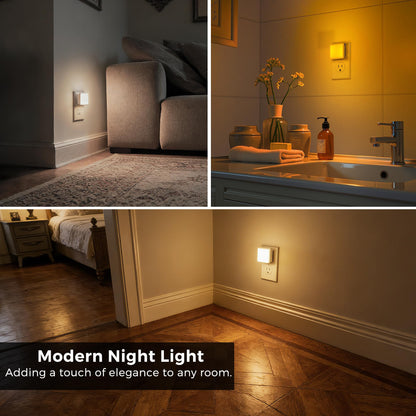 L LOHAS LED Night Lights Plug into Wall 2-Pack, 0.3W Plug in Night Light, Dusk to Dawn, 3000K Soft White, Bright Nightlight Auto-On/Off, for Adults Kids Room Bedroom Bathroom Hallway Kitchen, Non-Dim