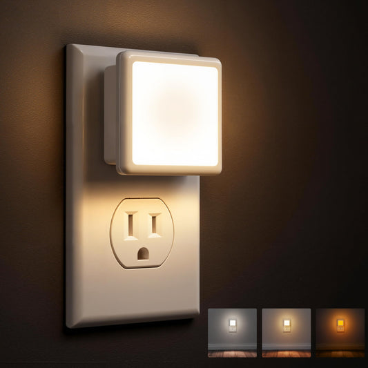 L LOHAS LED Night Lights Plug into Wall 2-Pack, 0.3W Plug in Night Light, Dusk to Dawn, 3000K Soft White, Bright Nightlight Auto-On/Off, for Adults Kids Room Bedroom Bathroom Hallway Kitchen, Non-Dim