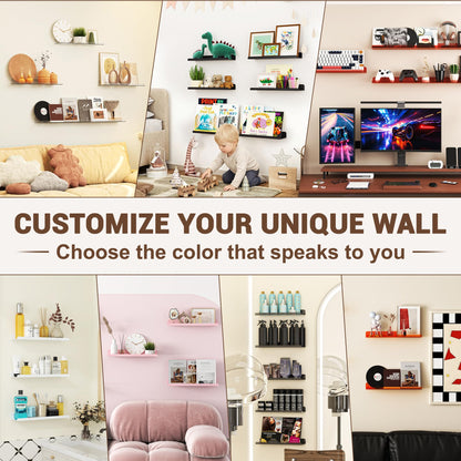 Floating Shelves for Wall Decor, 15" Extra Clear Wall Shelves for Bedroom, Living Room, Kitchen, Bathroom Decor, Nail Polish/Book/Decoration/Makeup/Perfume Organizer Floating Shelf-3Pack