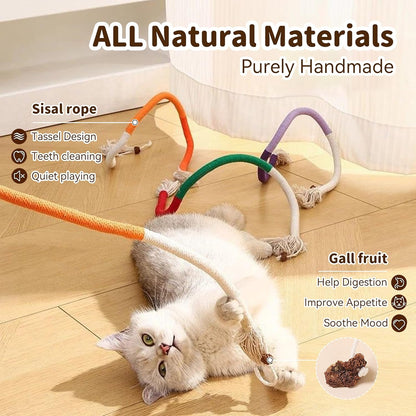 Cat Toys for Indoor Cats, Chew Ropes 3Pcs & Silvervine Stick 1Pcs with Gall Fruit, Refillable Catnip, Interactive Kitten Toys & Teething Toys, Safe Teeth Cleaning for All Breeds (19.5 Inches)