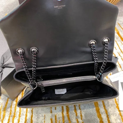 YSL Loulou Small in Matelass茅 鈥淵鈥� Leather Bag Black Hardware