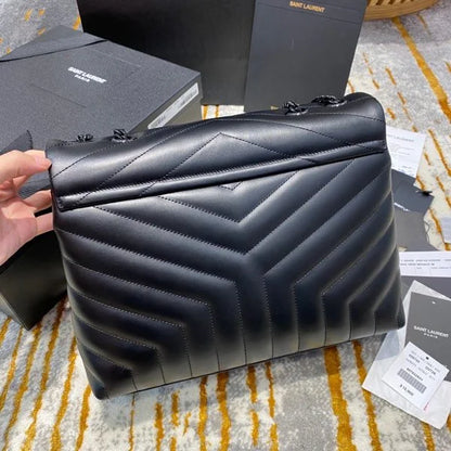YSL Loulou Small in Matelass茅 鈥淵鈥� Leather Bag Black Hardware