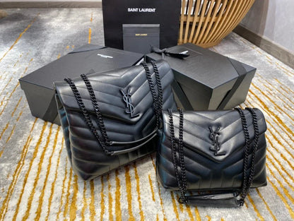 YSL Loulou Small in Matelass茅 鈥淵鈥� Leather Bag Black Hardware